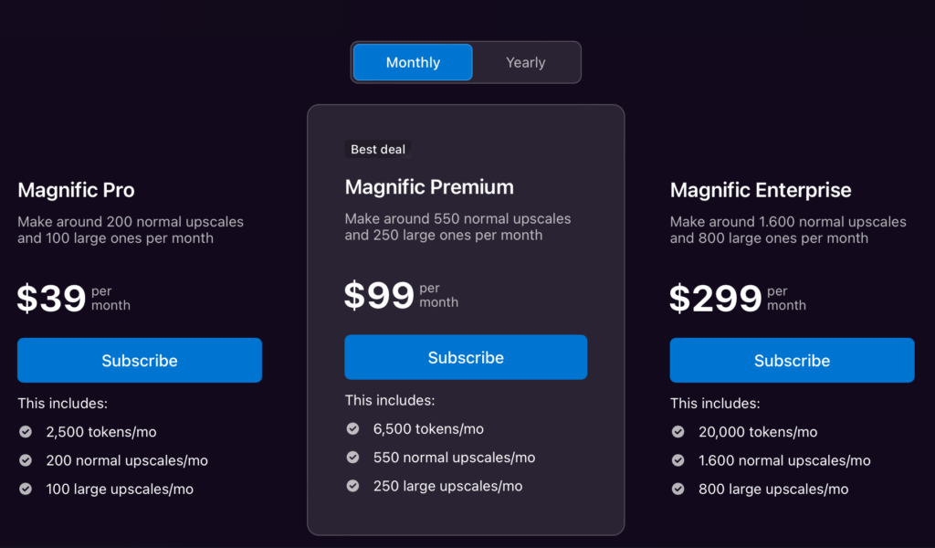 Magnific-Pricing